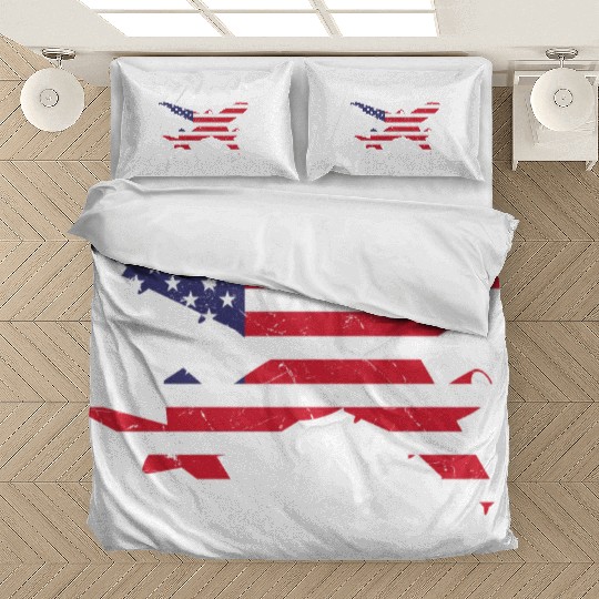 American Flag Airplane Stars And Stripes Bedding Sets