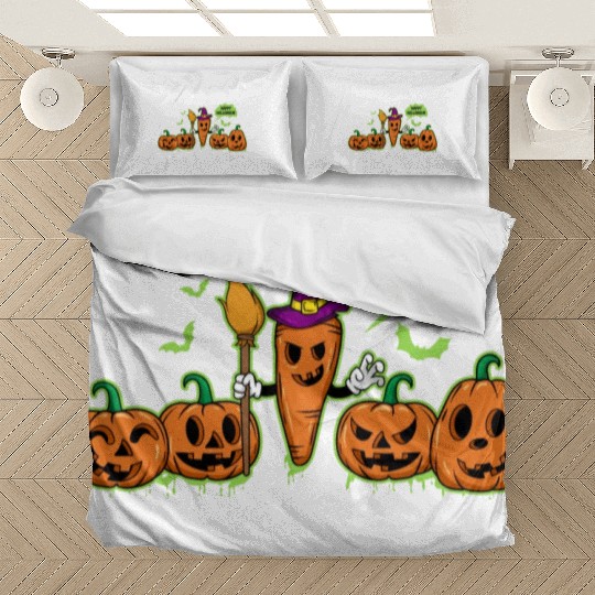 Happy Halloween Carrot Pumpkin Trick Or Treat Bedding Sets