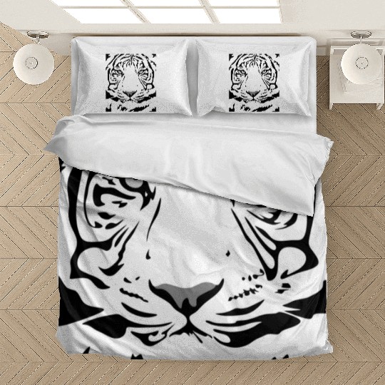 White Tiger Face Tattoo Bedding Sets