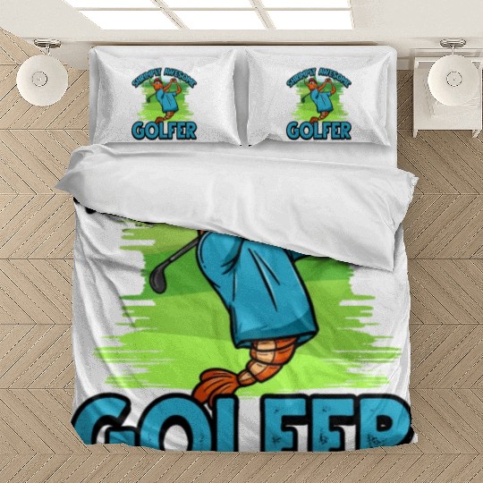Funny Shrimp/Prawn Pun Golfer. Shrimply Awesome Bedding Sets