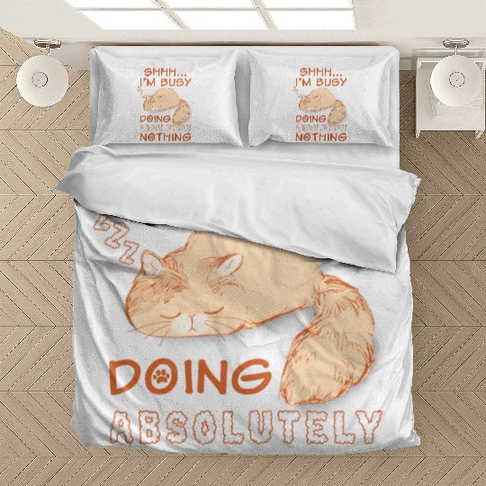 Lazy cat quote funny relax with cat Bedding Sets