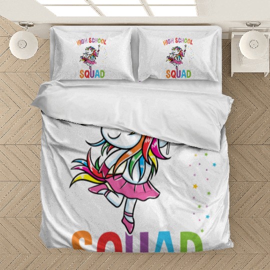 High School Squad Unicorn Back To School Bedding Sets