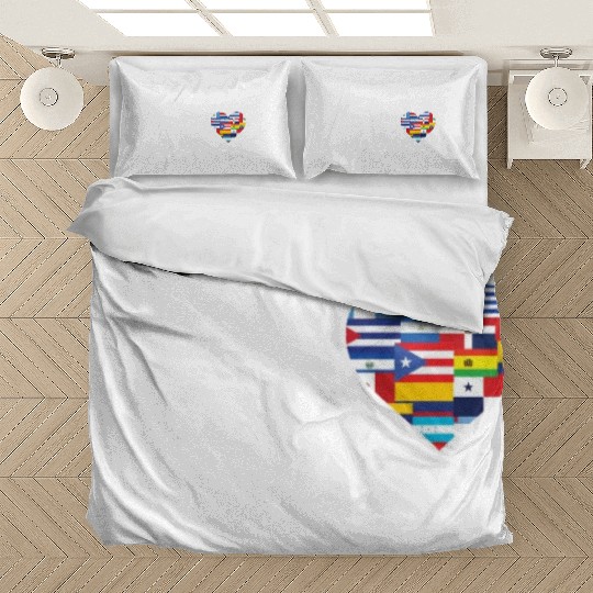 Hearts Beat Spanish Flags Hispanic Heritage Month Bedding Sets