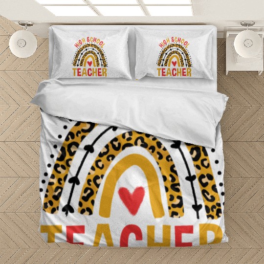 Back To School Leopard High School Teacher Rainbow Bedding Sets