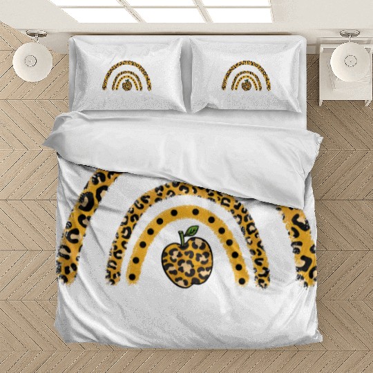 High School Teacher Leopard Rainbow Back To School Bedding Sets