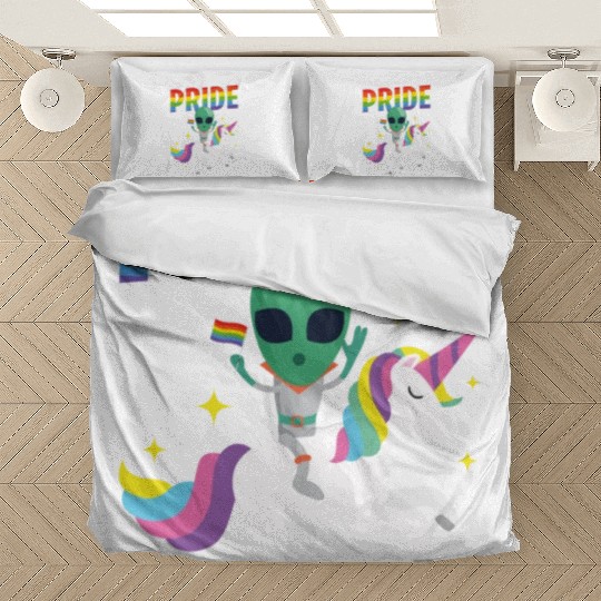 LGBT Gay Lesbian Pride Flag Funny Alien Unicorn Bedding Sets