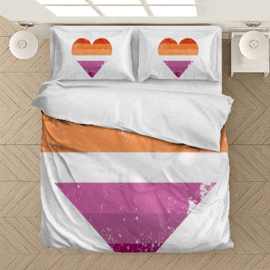 Lesbian Pride Heart Flag Bedding Sets