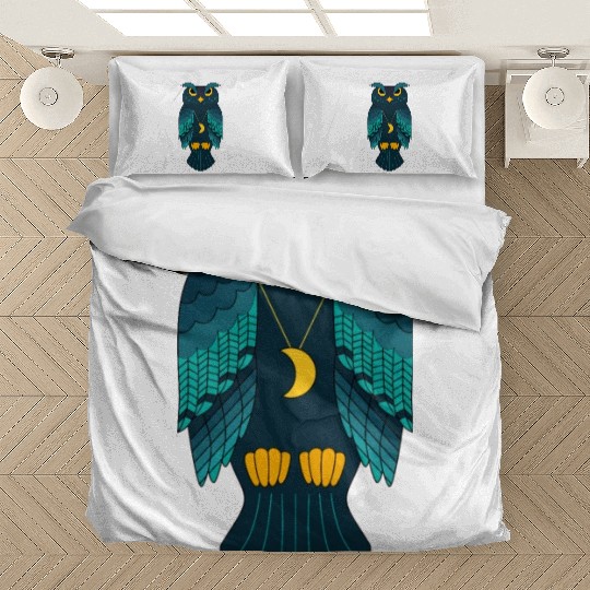 blue owl wild bird Bedding Sets