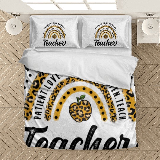 Leopard Print Elementary School Teacher Rainbow Bedding Sets