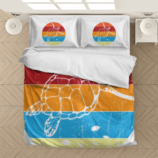Retro Sea Turtle For Turtle Lover Bedding Sets