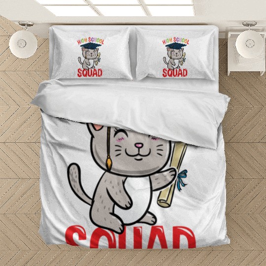 High School Squad Cat Back To School Bedding Sets