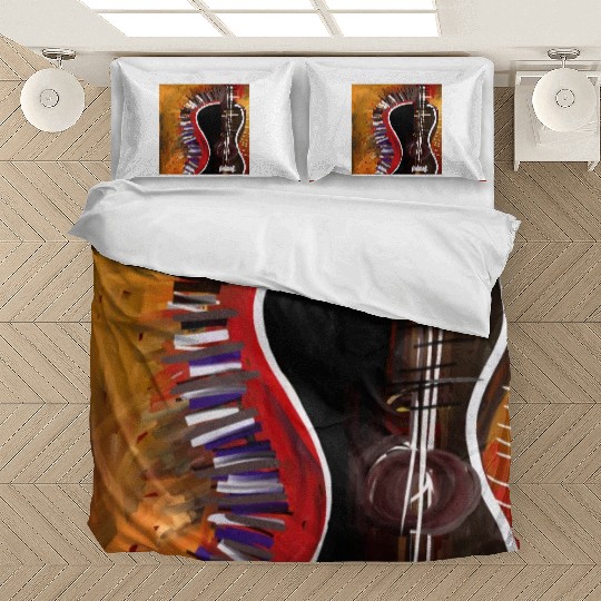 abstract colorful guitar painting Bedding Sets