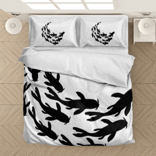 school silhouette koi fish Bedding Sets