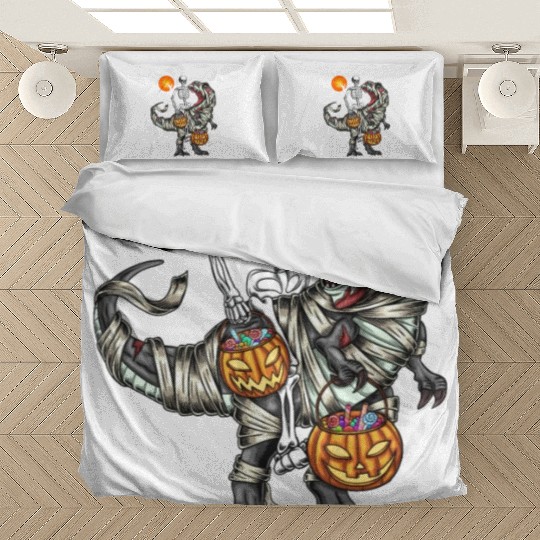 Skeleton Riding Mummy Dinosaur Halloween Gifts Bedding Sets