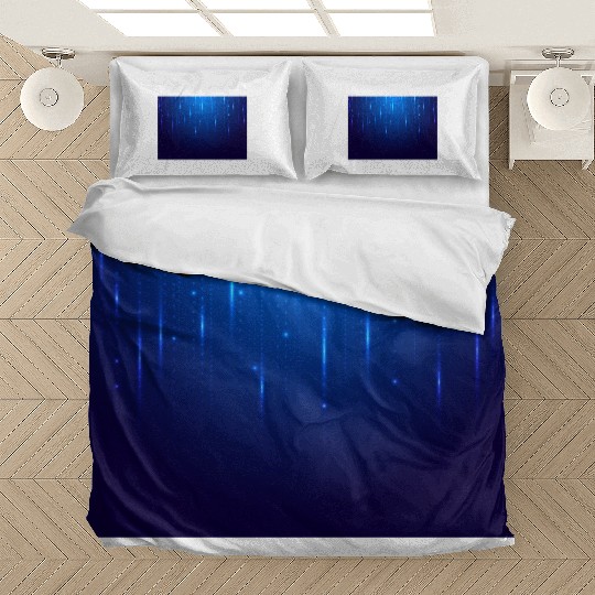 Navy Blue Glowing Neon Dots Bedding Sets