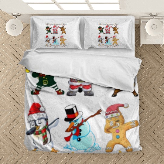 Funny Cute Dabbing Santa Elf Friends Christmas Mem Bedding Sets