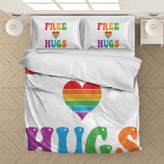 Free Mom Hugs Pride Bedding Sets Rainbow Heart LGBT Pride