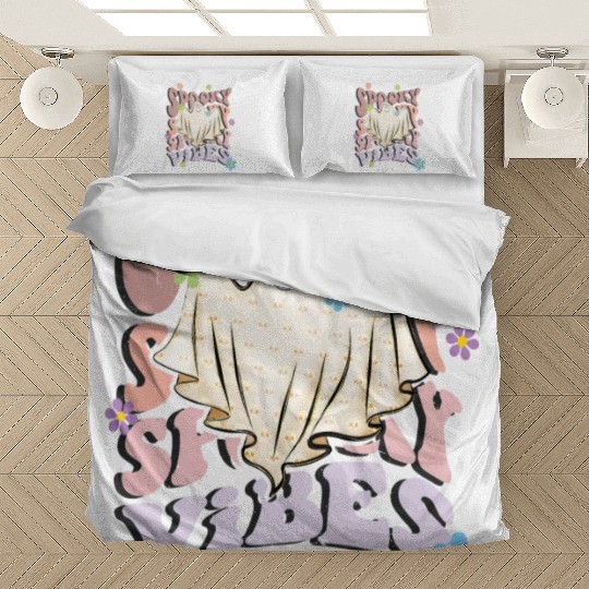 Spooky Season Retro Wavy Halloween Ghost Bedding Sets