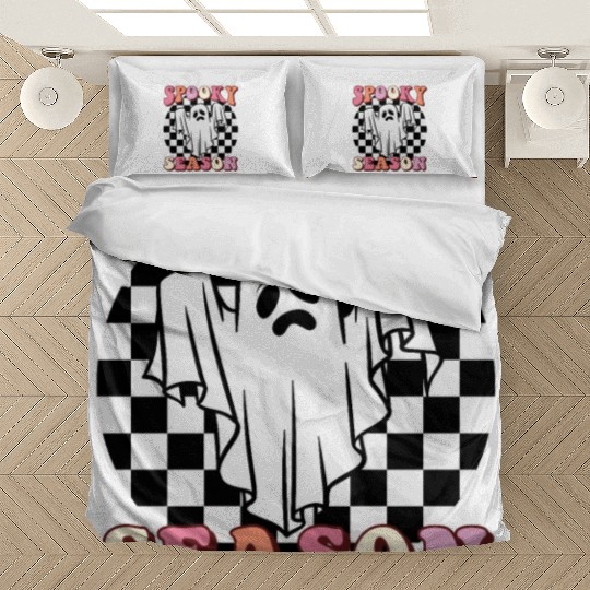 Spooky Season Halloween Vintage Text Design Bedding Sets