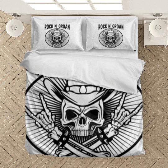 Halloween Cowboy Skeleton Rocker Hand Rock Bedding Sets