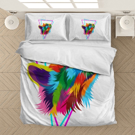 Synth Cat colorful 80`s neon retrostyle Bedding Sets