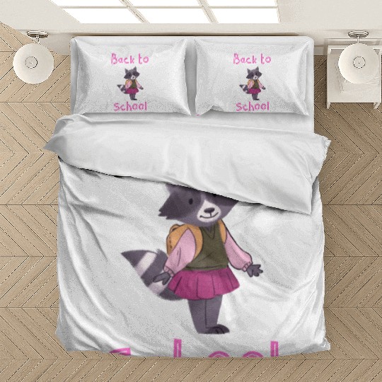 Girl raccoon back to school Bedding Sets