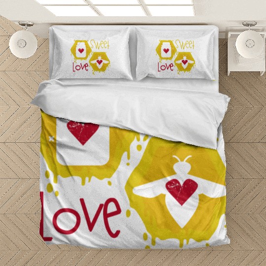 Sweet love yellow honey bee Bedding Sets