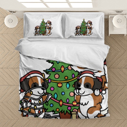 Saint Bernard Christmas Tree Bedding Sets
