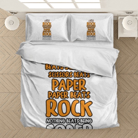 Sobriety Gift for Men or Women Rock Paper Scissors Bedding Sets