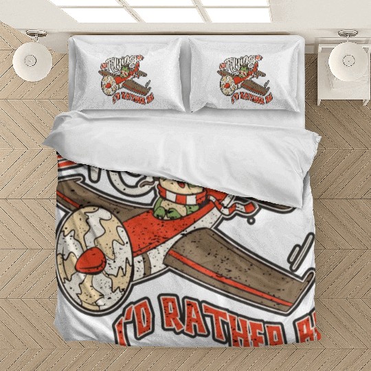 Distressed I'd Rather Be Flying Funny Frog Bedding Sets