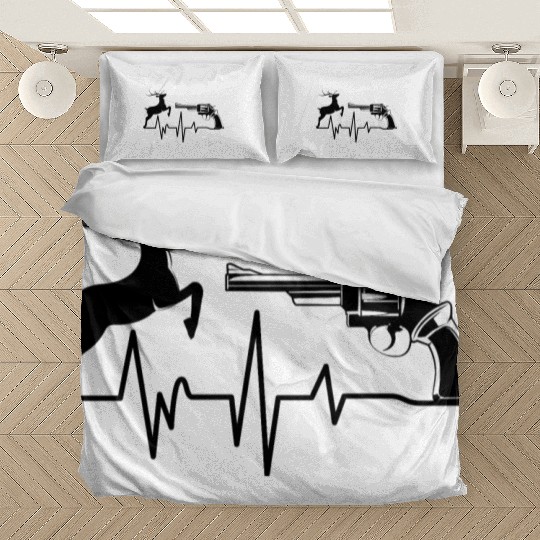 Heartbeat Deer Weapon Gun Hunting Gift for Hunter Bedding Sets