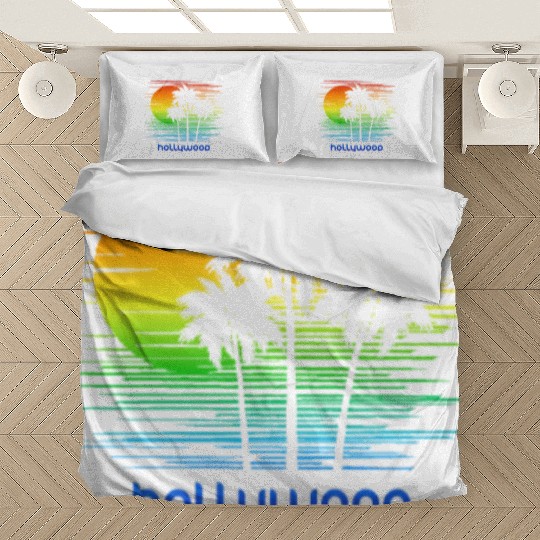 Hollywood California LGBTQ Rainbow Flag Pride Bedding Sets
