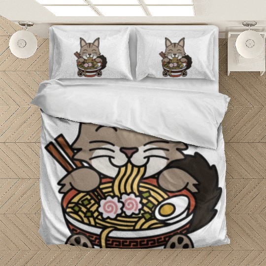Maine Cat Ramen Noodles Bedding Sets