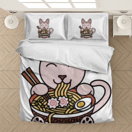 Sphynx Cat Ramen Noodles Bedding Sets