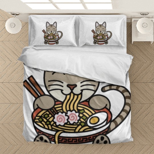 Devon Rex Cat Ramen Noodles Bedding Sets