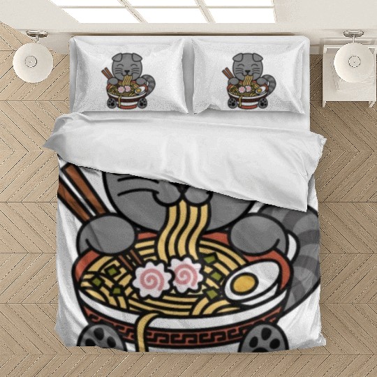 Scottish Fold Cat Ramen Noodles Bedding Sets