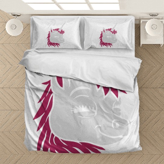 Cartoon face happy unicorn Bedding Sets