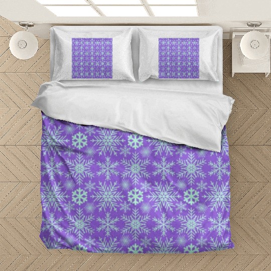 Modern Snowflakes Pattern Purple Blue Bedding Sets