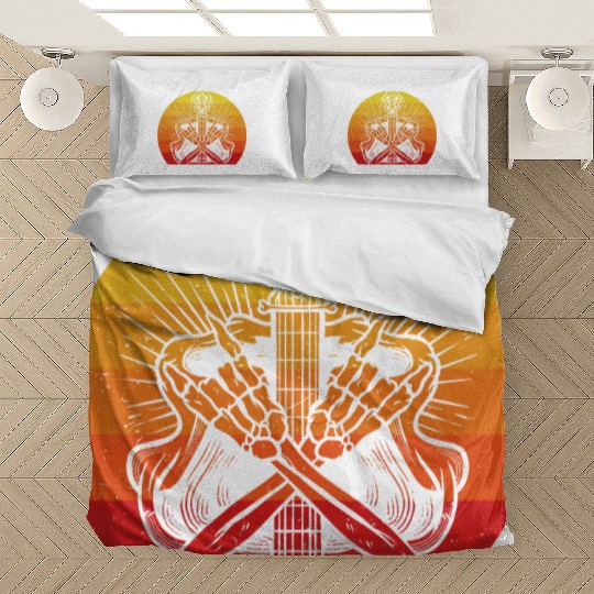Halloween Vintage Retro Guitar Skeleton Bedding Sets