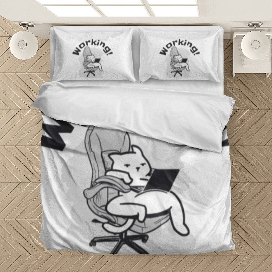Working Cat Busy Cat Owner Professional Worker Bedding Sets