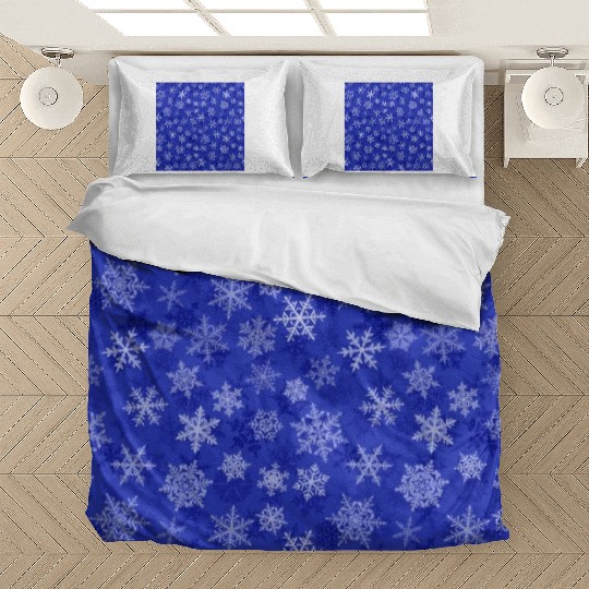 Pretty Navy Blue Snowflakes Pattern Bedding Sets