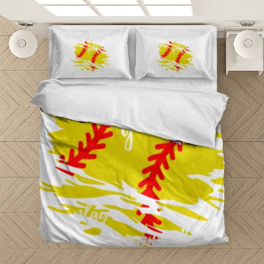 tough girls play softball Bedding Sets