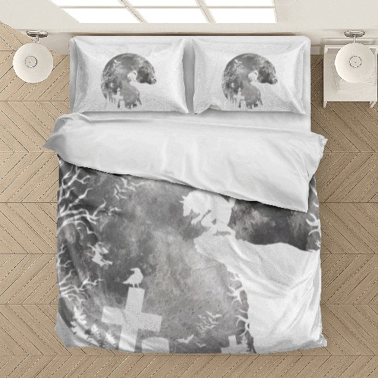Halloween Werewolf Full Moon Bats and Black trick Bedding Sets