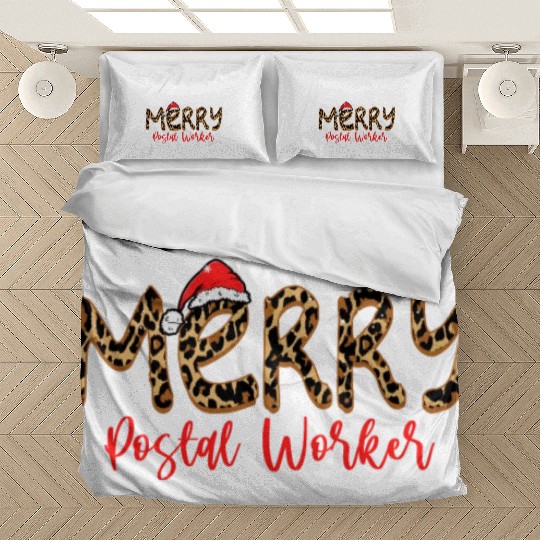 Leopard Print Merry Postal Worker Bedding Sets