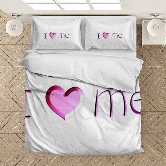 i love me lettering pink Bedding Sets