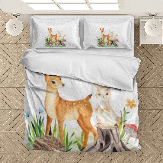 Animal deer rabbit hedgehog Lily Bedding Sets