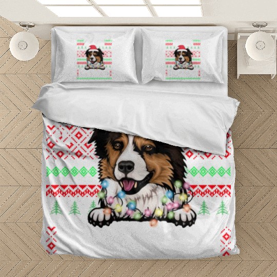 Border Miniature Shepherd Christmas Pajama Bedding Sets