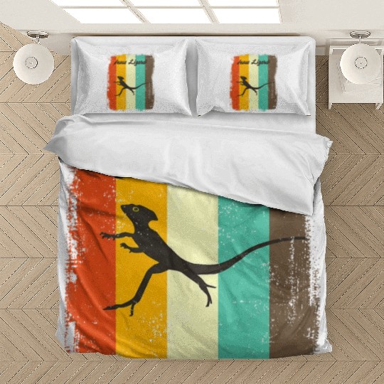 Jesus Lizards Bedding Sets Retro 70s Vintage Reptile Lover