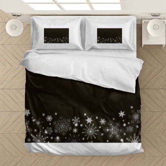 Elegant Black Silver Snowflakes Bedding Sets
