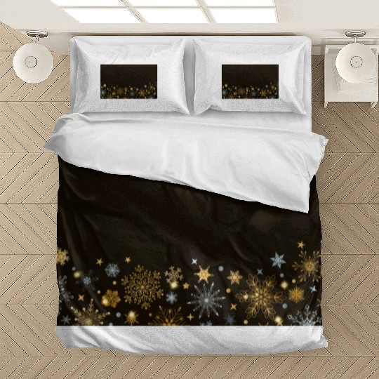 Elegant Snowflakes Black Gold Silver Bedding Sets